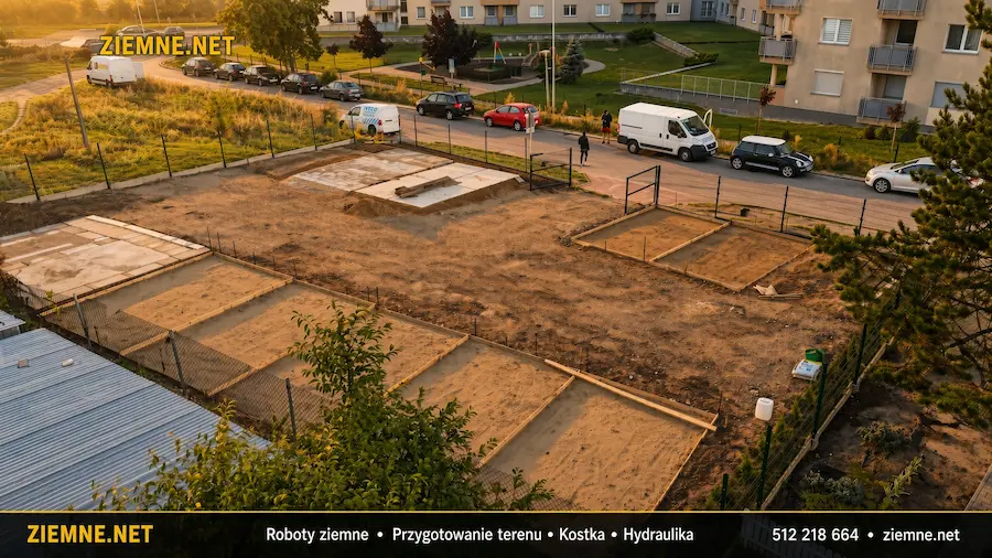 Przygotowanie terenu pod garaże Siedlce - równanie i deskowanie